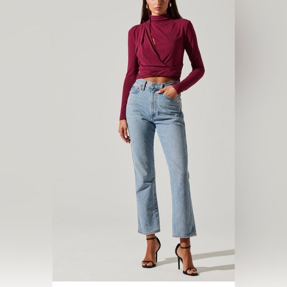 ASTR the label Asymmetrical Pleated Cutout Mock Neck Top , NWT , size XS - Picture 3 of 4